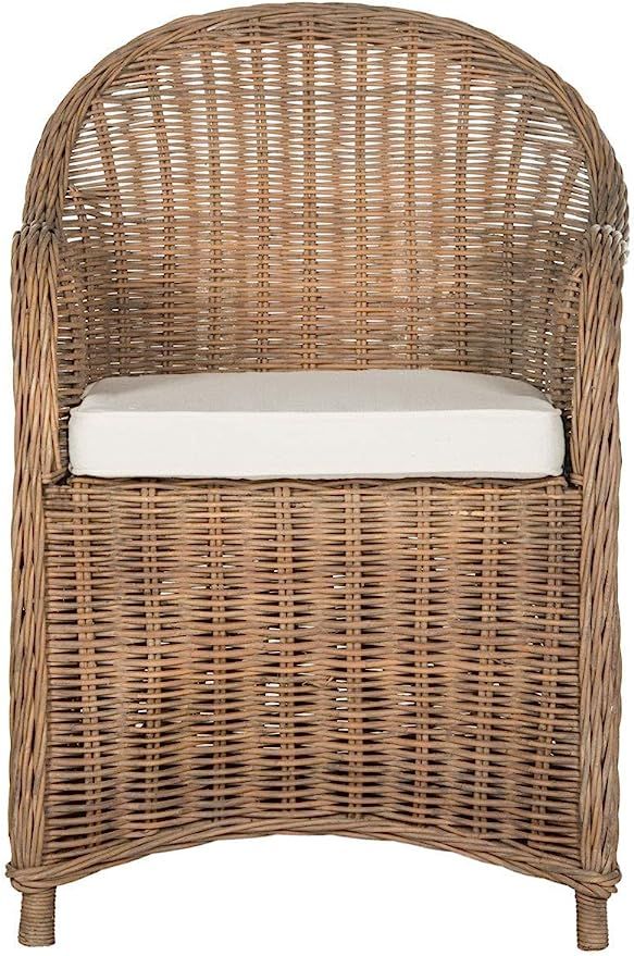 Safavieh Home Collection Hemi Brown & White Striped Wicker Club Chair, Standard | Amazon (US)