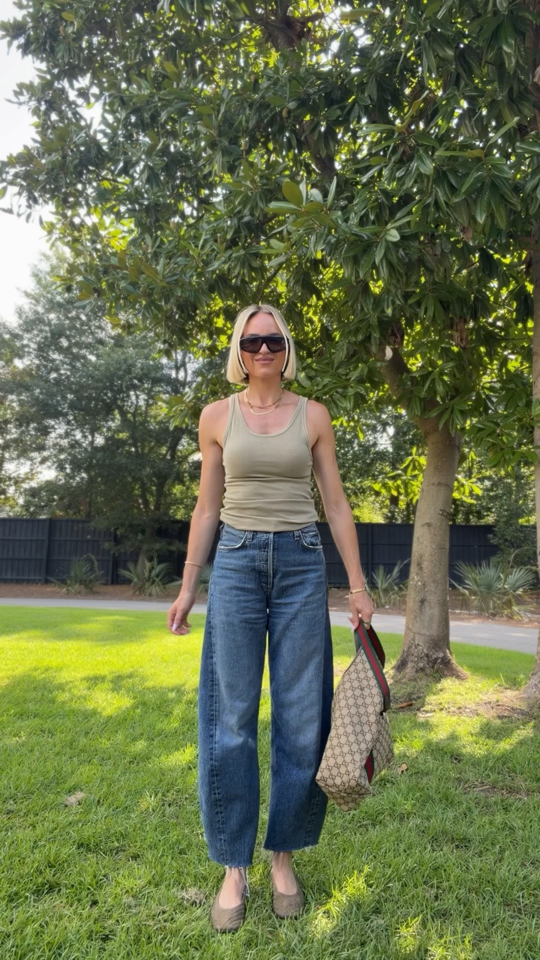 Wearing a small in the tank. Shoes run a little small. Order a half size up, but also they do stretch. Size down one size in the jeans ￼￼

#LTKdayinmylife #LTKTall #LTKootd