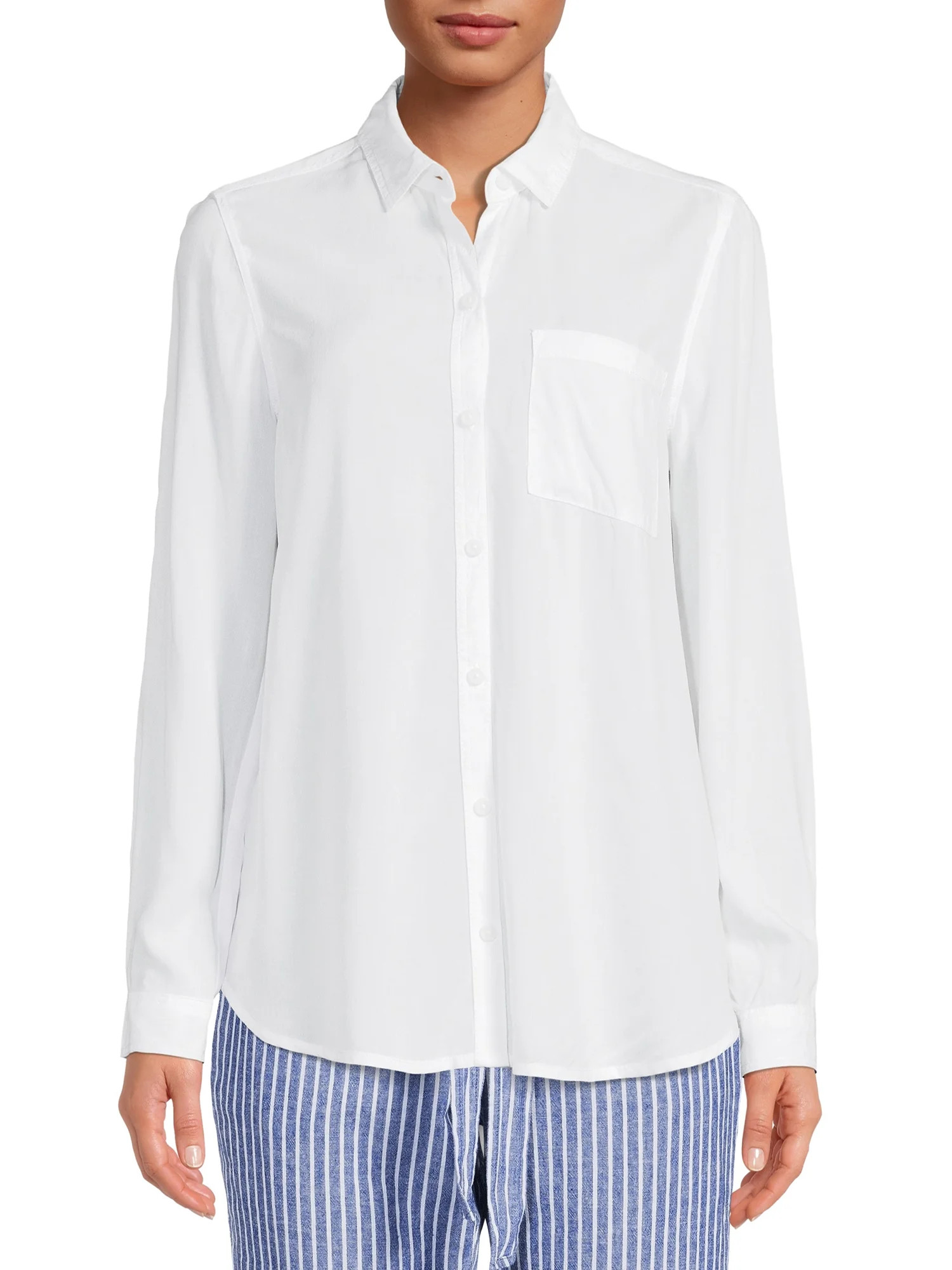 Beach Lunch Lounge Women's Pocket Button Down Shirt - Walmart.com | Walmart (US)