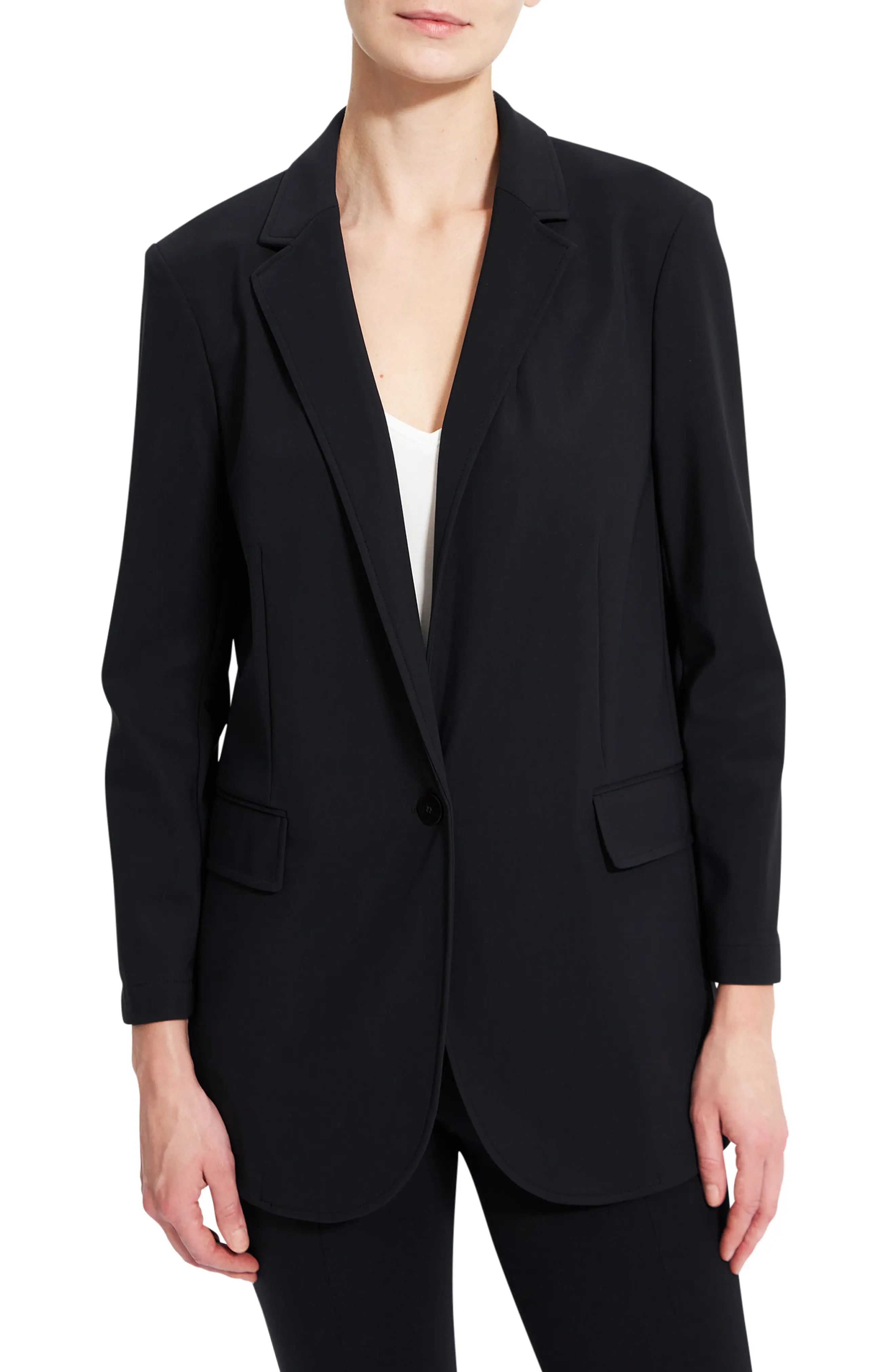 Theory Casual One-Button Blazer in Black at Nordstrom, Size 00 | Nordstrom