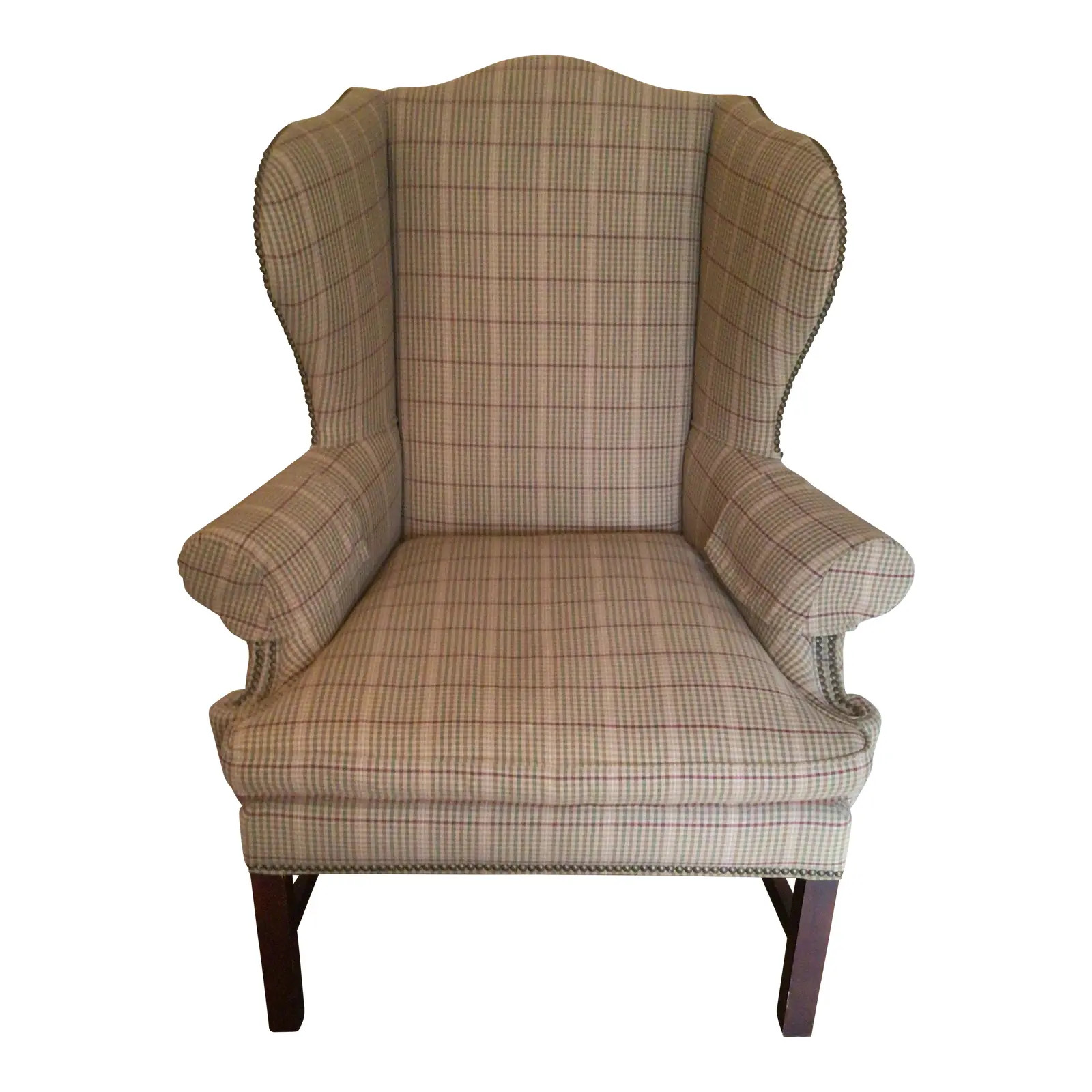 1990s Ralph Lauren Tall Nail Headed Wingback Single Chair | Chairish