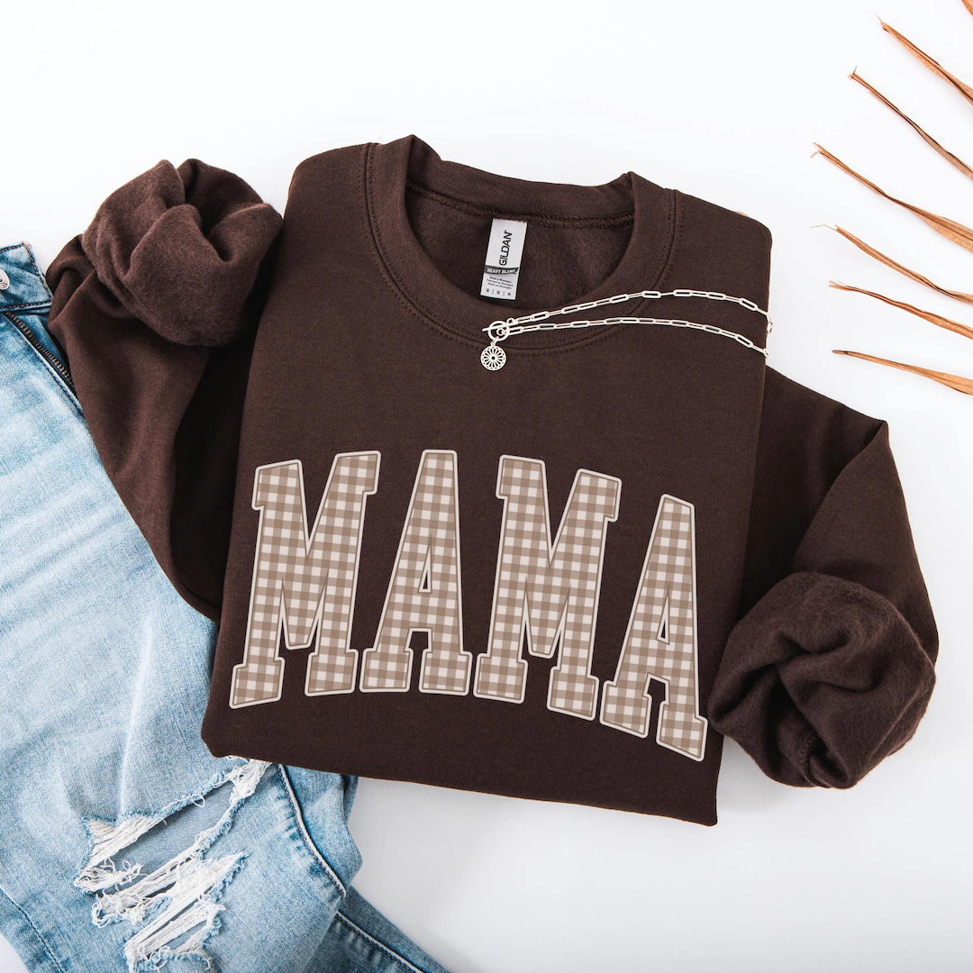 Gingham Mama Sweatshirt Mama Shirt Vintage Mama Shirt Trendy Mama Shirt Mothers Day Gift New Mama... | Etsy (Global)