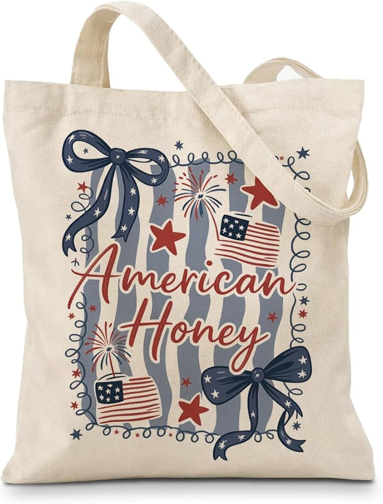 Amazon.com: Geondos American Honey Canvas Tote Bag, Patriotic Themed Totes, American Flag Printin... | Amazon (US)