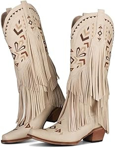 SaraIris Women's Cowgirl Boots Knee High Fringe Boots | Amazon (US)