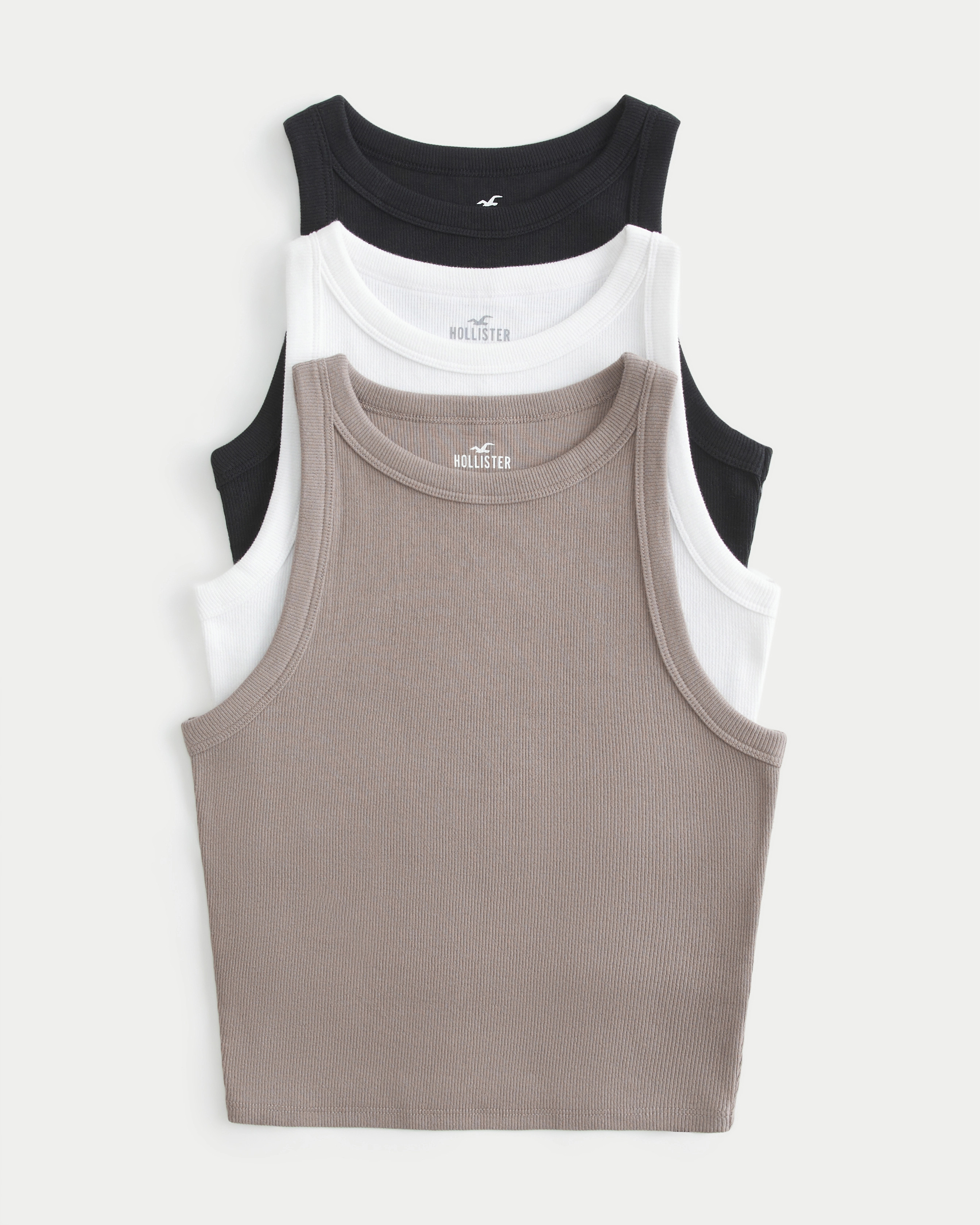 Ribbed High-Neck Tank 3-Pack | Hollister (US)