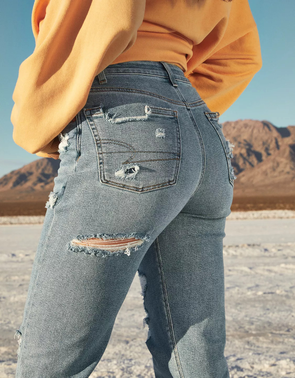 AE Stretch Ripped Mom Jean | American Eagle Outfitters (US & CA)