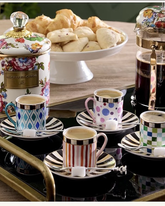 MACKENZIE-CHILDS Sweetheart Espresso Cup and Saucer Set, Cute Porcelain Espresso Cups and Saucers for Coffee, Set of 4

#LTKdayinmylife #LTKHome