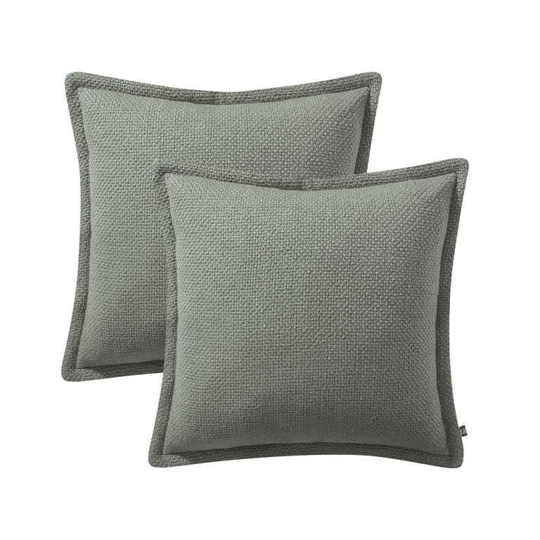 (2 pack) My Texas House 20" x 20" Andie Reversible Solid Green Cotton Throw Pillow | Walmart (US)