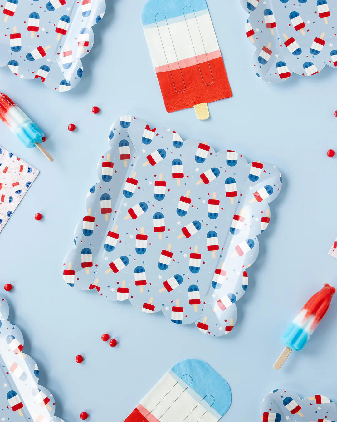 Red White Blue Ice Pop Shaped Paper Guest Napkin | My Mind's Eye