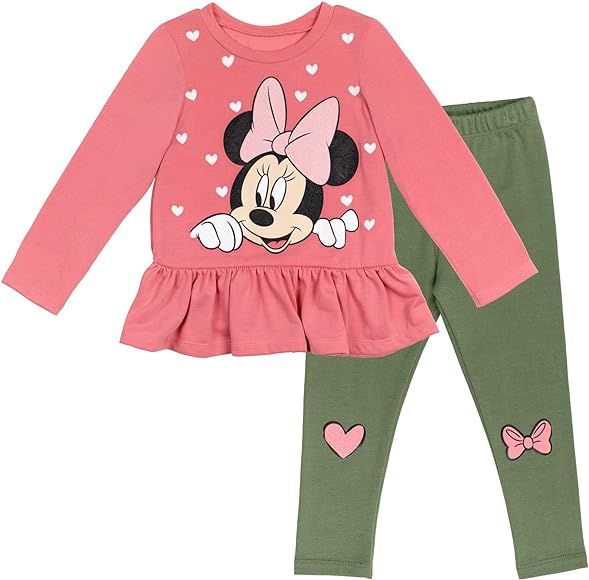 Disney Minnie Mouse Girls Graphic T-Shirt and Leggings Outfit Set Infant to Big Kid | Amazon (US)