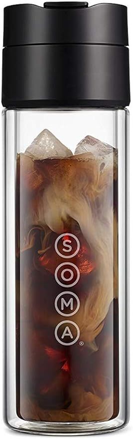 SOMA Double Wall Glass Tea and Coffee Cold Brew Bottle, Black, 12oz (SM18501K) | Amazon (US)