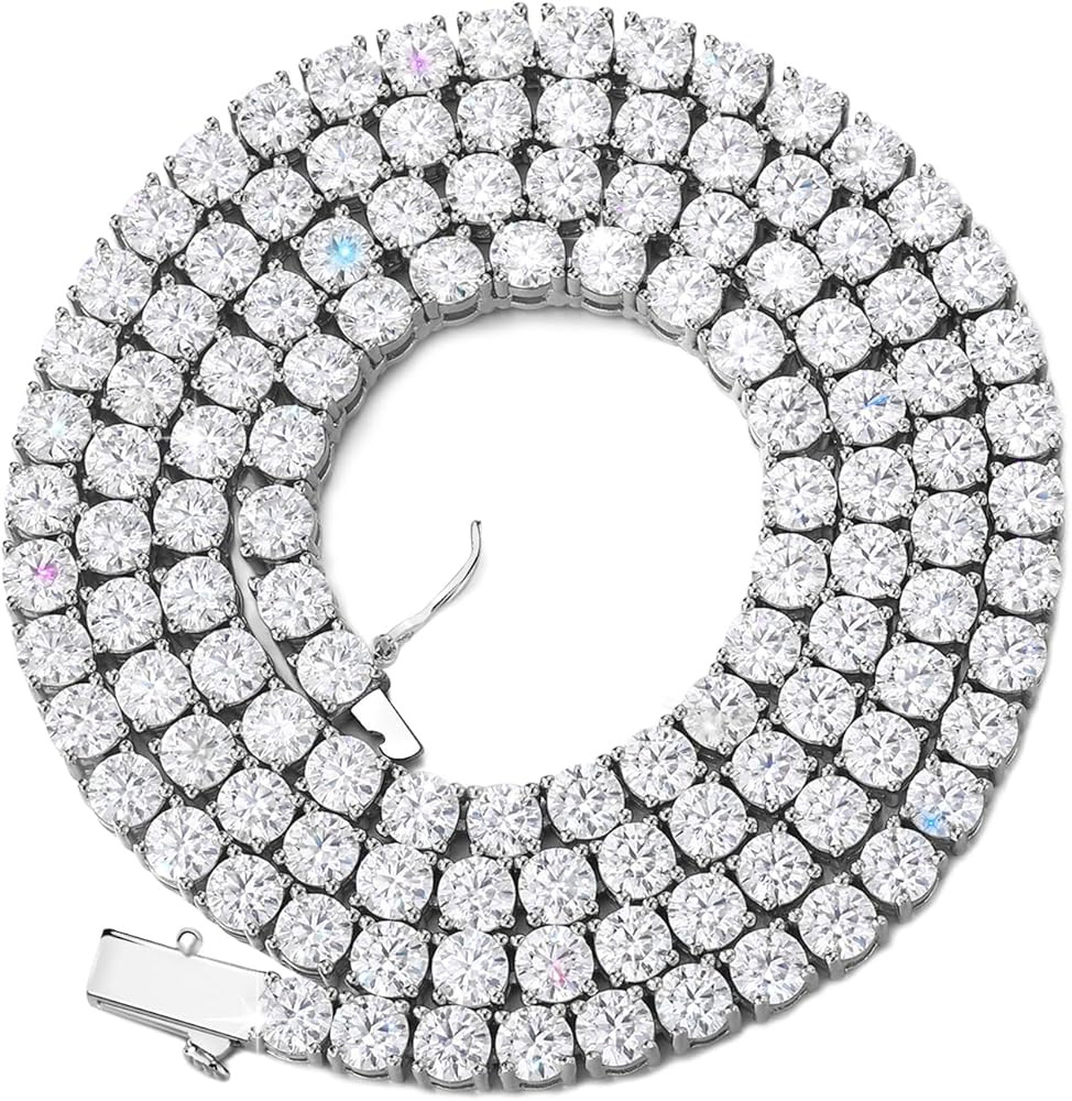 BREN Tennis Necklace - 3mm 4mm 5mm Iced Out Diamond Tennis Chain 5A Cubic Zirconia Necklace - 18K... | Amazon (US)