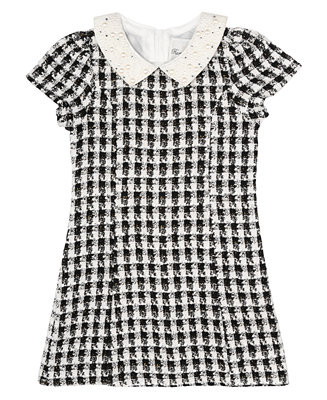 Rare Editions Toddler & Little Girls Boucle Dress with Faux Pearl Collar - Macy's | Macy's