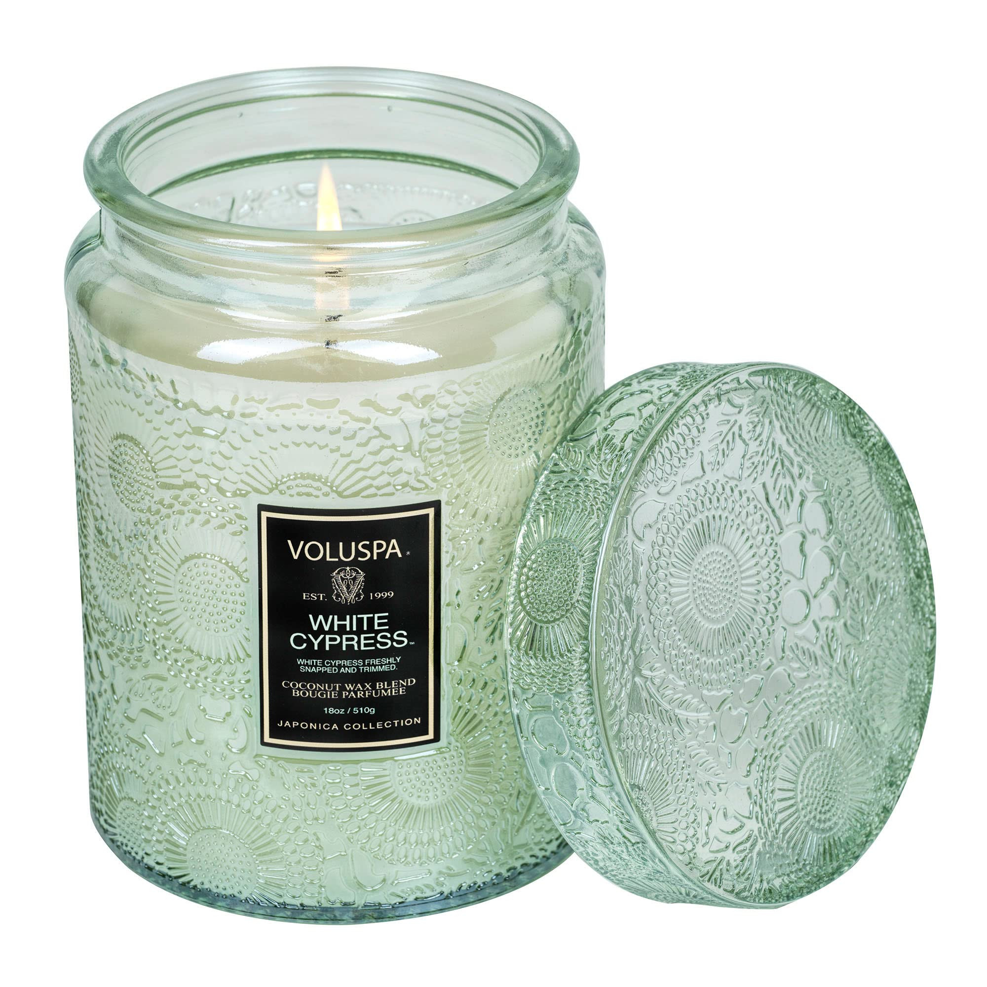 Voluspa White Cypress,Large Candle Jar,18 Ounce,100 Hour Burn Time, & Coconut Wax for Clean Burni... | Amazon (US)