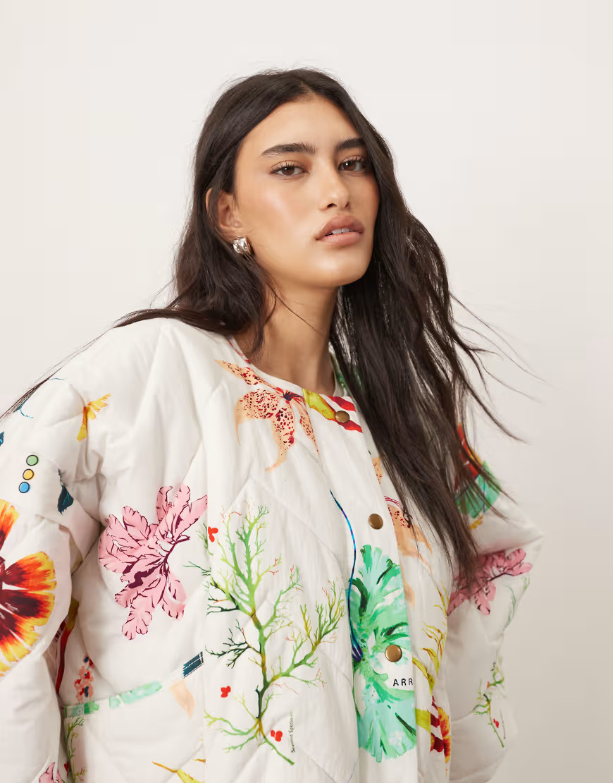 ARRANGE quilted bomber jacket in botanical floral-Multi | ASOS (Global)
