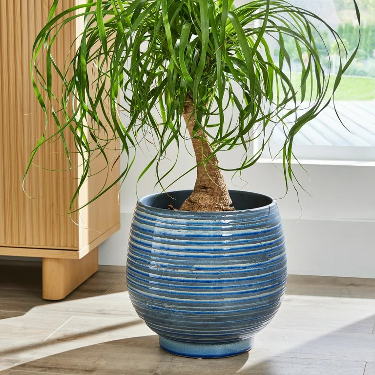 Better Homes & Gardens 12 in Ceramic Lynlee Planter Blue | Walmart (US)