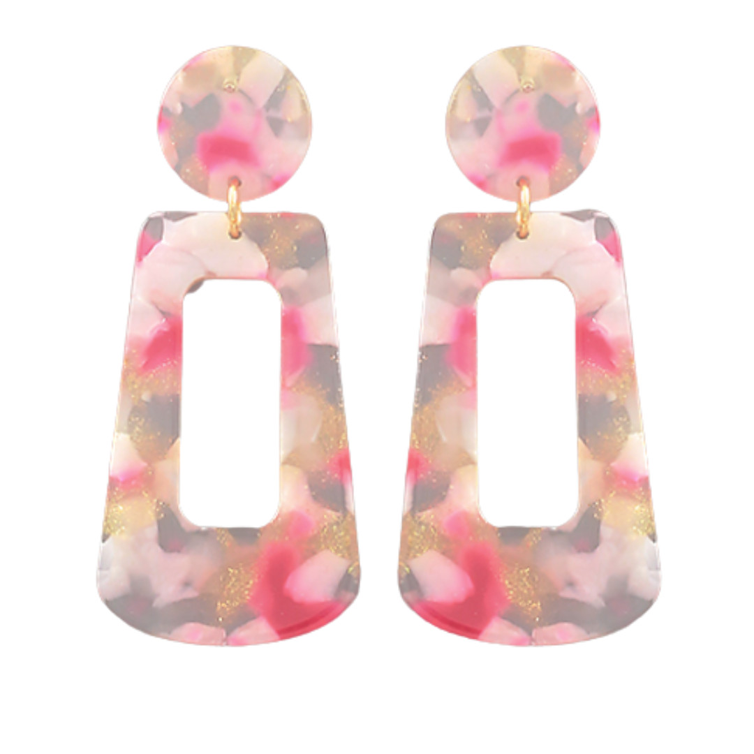 Acrylic Fuchsia Rectangle Earrings | Wilson Home Decor