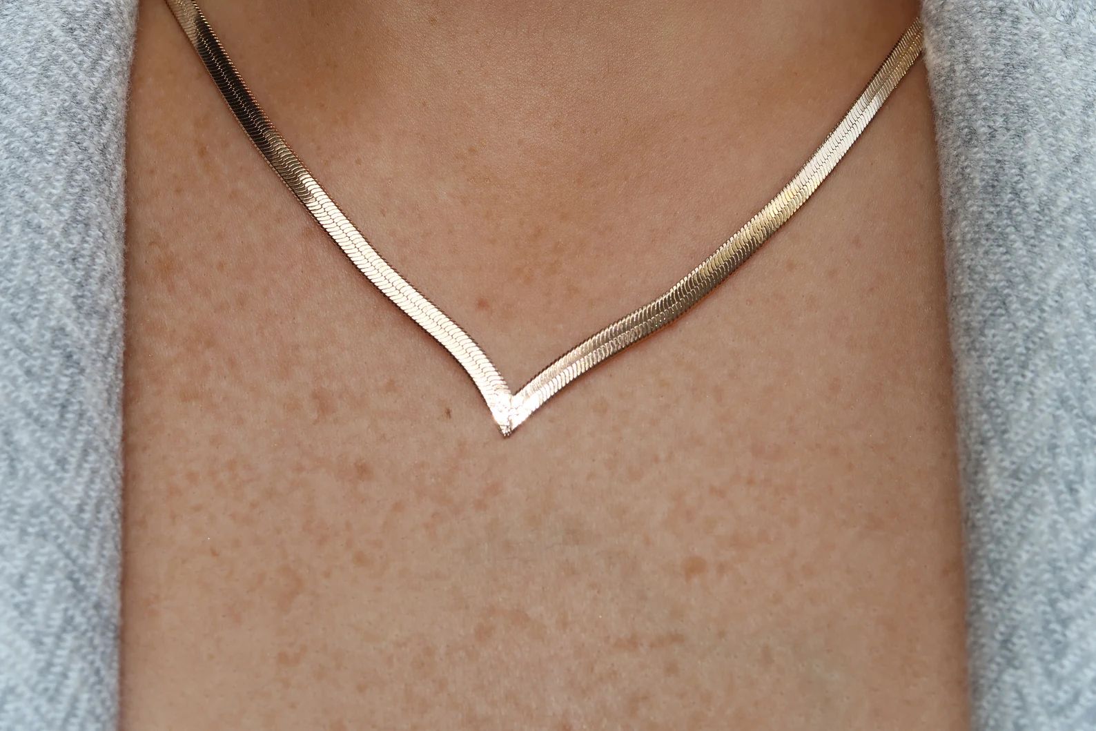 18K Gold Chevron Herringbone Chain Necklace Snake Chain | Etsy | Etsy (US)