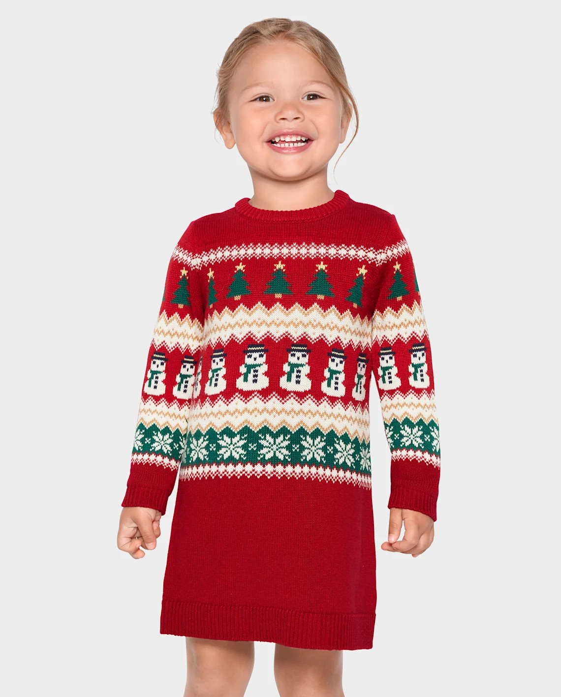 Baby And Toddler Girls Matching Family Christmas Fairisle Sweater Dress - red | The Children's Place