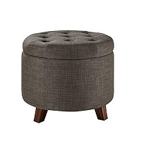 Amazon.com: Amazon Basics Upholstered Tufted Storage Ottoman Footstool, 17"H, Burlap Beige : Home... | Amazon (US)