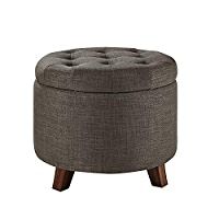 Amazon.com: Amazon Basics Upholstered Tufted Storage Ottoman Footstool, 17"H, Burlap Beige : Home... | Amazon (US)