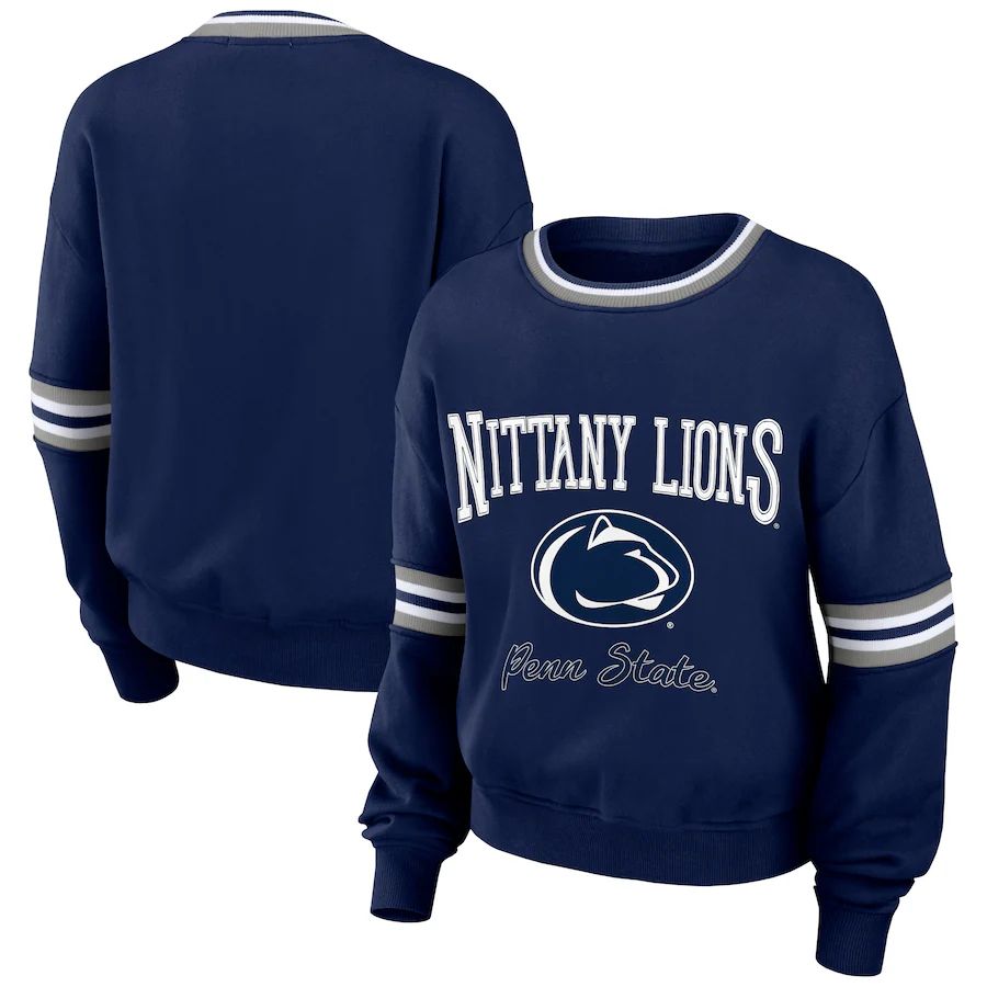 Penn State Nittany Lions WEAR by Erin Andrews Women's Vintage Pullover Sweatshirt - Navy | Fanatics