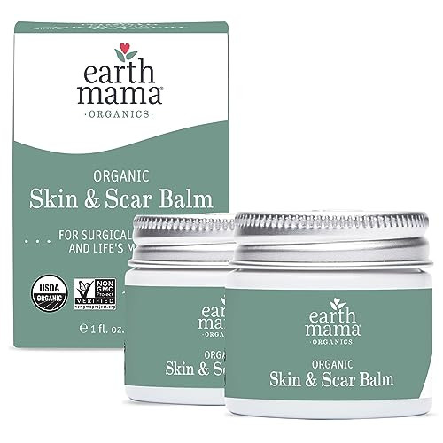Earth Mama Organic Skin & Scar Balm |C-Section Recovery Skin Care, Pregnancy Stretch Mark Scar Cream with Organic Jojoba Oil, Tamanu Oil & Gotu Kola (2-Pack) | Amazon (US)