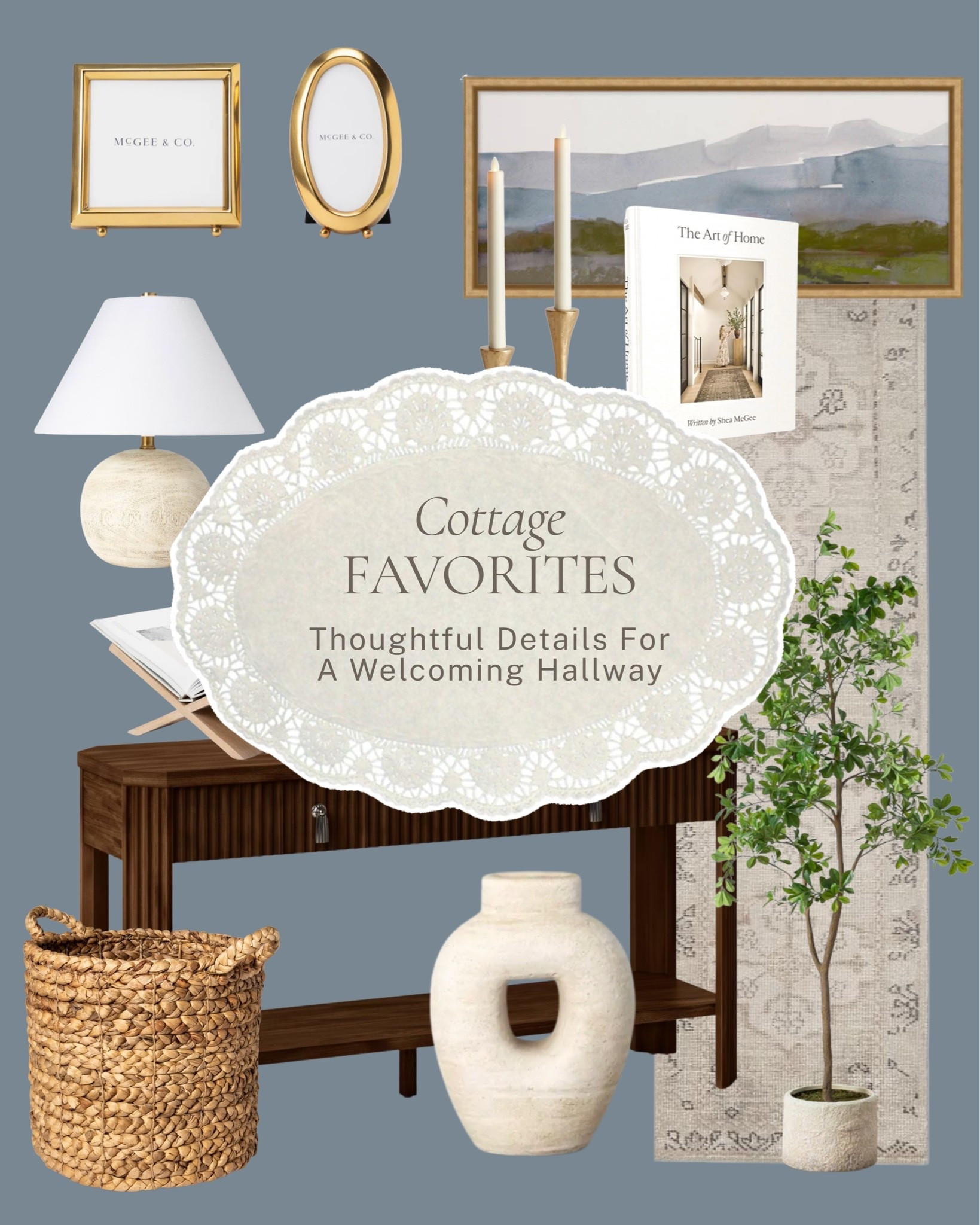 A hallway that feels warm and considered sets the tone for everything beyond it ✨ 

A few cottage favorites for a space that's easy to overlook but worth getting right, a statement mirror, layered art, a console with character, and those small collected details that make even a passthrough feel intentional. 

All linked here 🤍 

#LTKhome