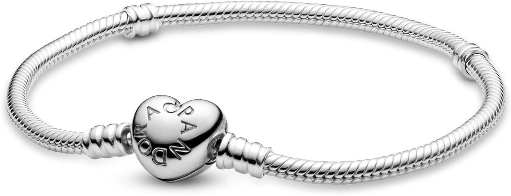 PANDORA Jewelry Moments Heart Clasp Snake Chain Charm Sterling Silver Bracelet | Amazon (US)