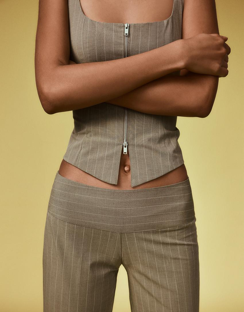 Low-rise cummerbund trousers - Women | Bershka UK