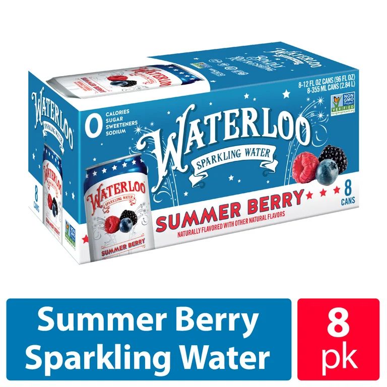 Waterloo Sparkling Water, Summer Berry, 12 fl oz, 8 Pack Cans | Walmart (US)