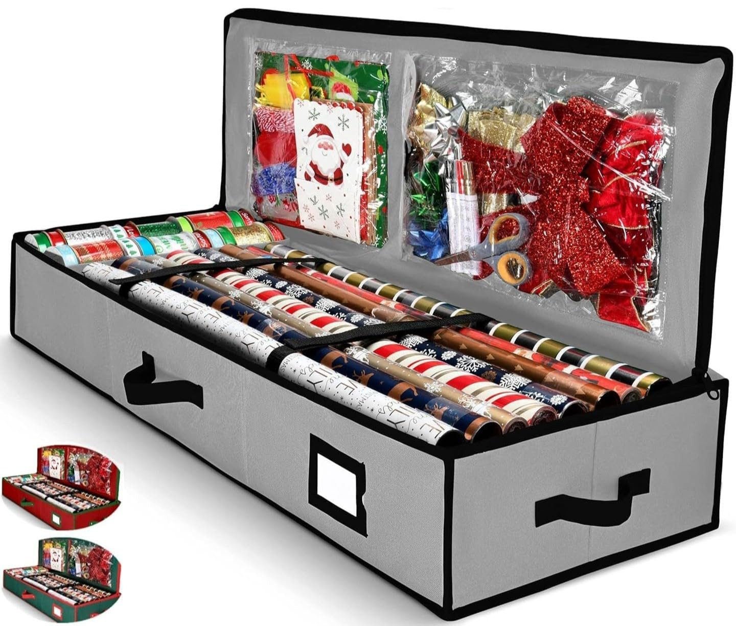 Gift Wrap Organizer, Christmas Wrapping Paper Storage Bag w/Useful Pockets for Xmas Accessories, ... | Amazon (US)