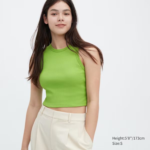 Ribbed Racer Back Cropped Tank Top | UNIQLO (US)