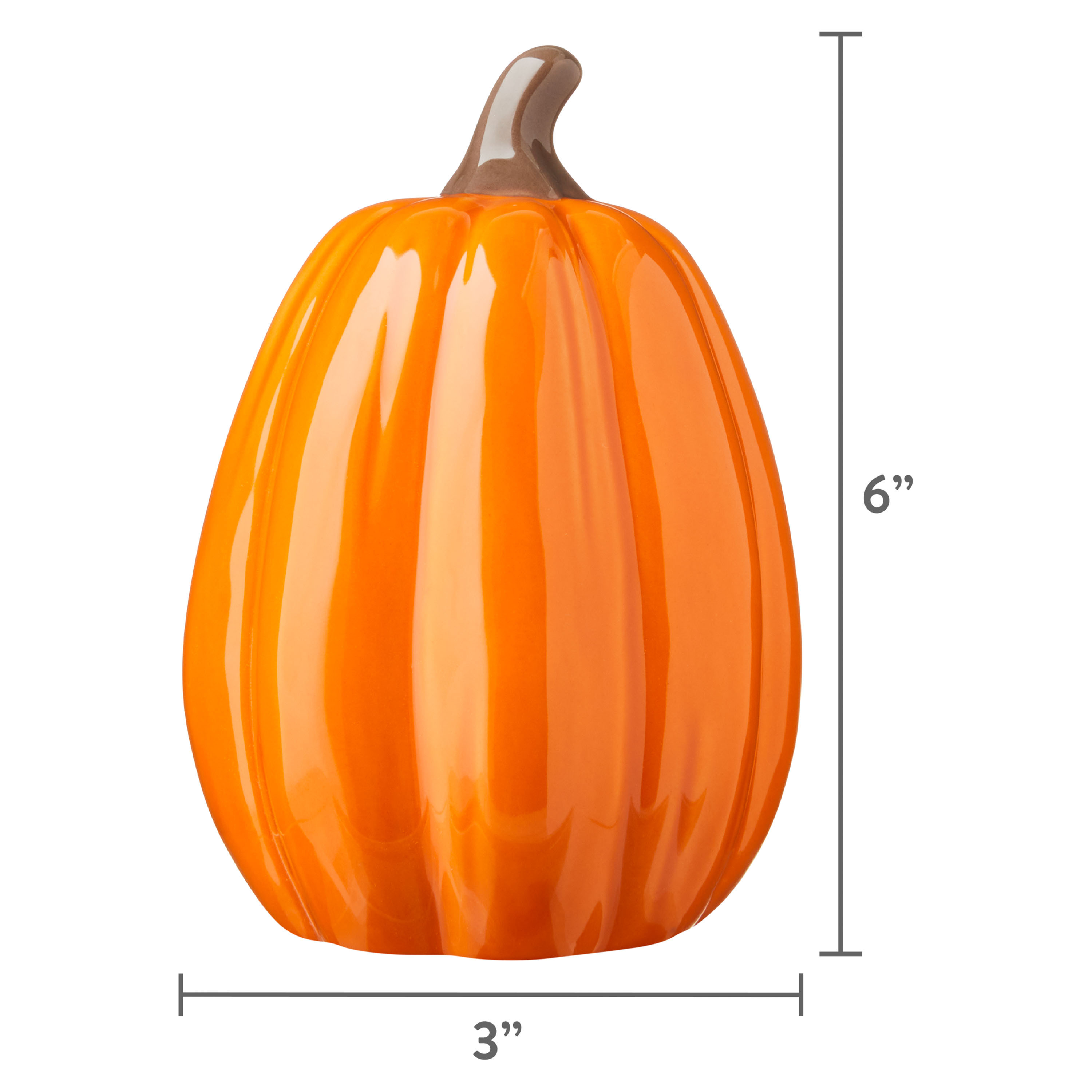 Harvest Orange Glazed Ceramic Pumpkin Decoration, 6.5 in, by Way to Celebrate | Walmart (US)