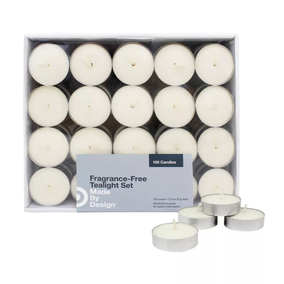 100ct Unscented Tealight Candles Cream - Made By Design™ | Target