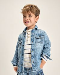 Boys Long Sleeve Embroidered Lighthouse Denim Button Up Shirt - Driftwood Bay - BLUE | Gymboree | Gymboree