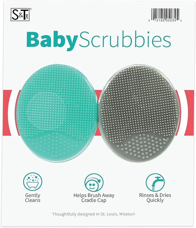 S&T INC. Exfoliating and Massaging Cradle Cap Bath Brushes for Baby, Silicone - 2 Inch x 2.5 Inch... | Amazon (US)