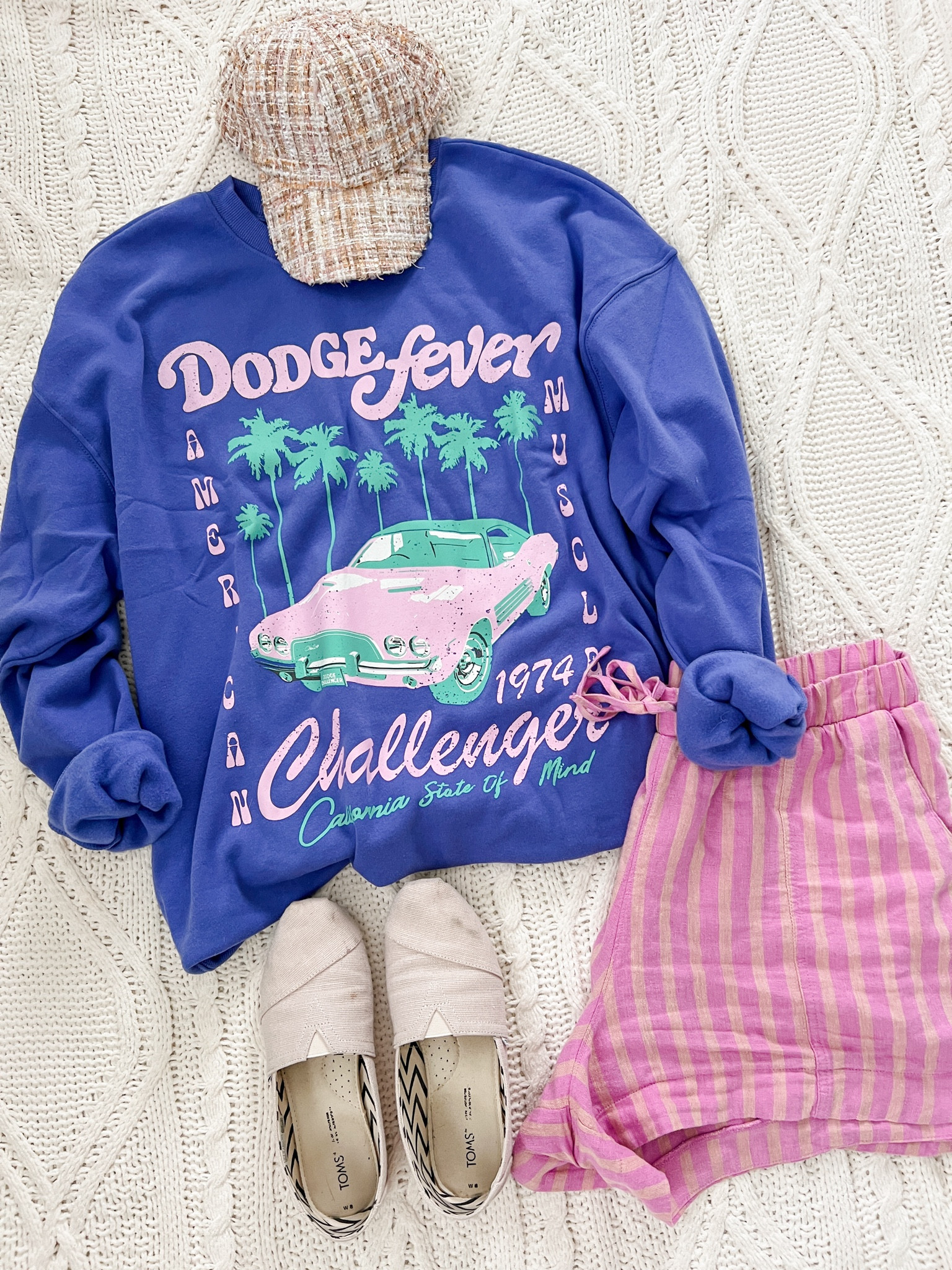 This spring and summer outfit is giving me total Barbie vibes!!! I love it. Target has such comfy graphic sweatshirts. And these linen shorts are great to hide a belly! Nice and flowy

Summer outfit, spring outfit, sweatshirt outfit, graphic sweatshirt, summer outfit idea, travel outfit, airport outfit, mom outfit, target style, target outfit, target fashion
#LTKsalealert #LTKmidsize
 #LTKSeasonal