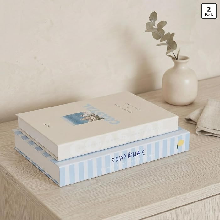 Beautiful Decorative Books - Set of 2 Coastal Room Decor Boxes Enhance Any Coffee Table, Bookshel... | Amazon (US)