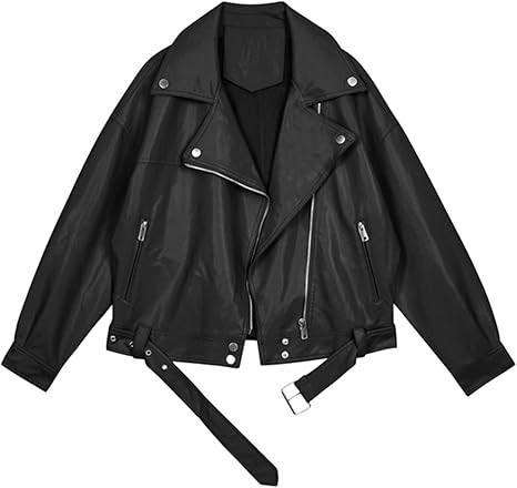 LY VAREY LIN Women Faux Leather Jacket Lapel Collar Motorcycle Zip Up Long Sleeve Motor Biker Sho... | Amazon (US)