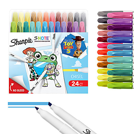 Sharpie S Note Creative Highlighters Toy Story 5 Packaging Chisel Tip Assorted 24 Count - Office ... | Office Depot and OfficeMax 