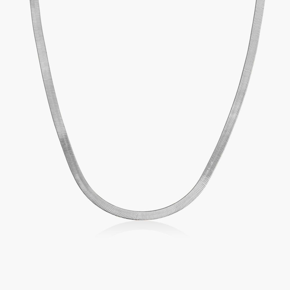 Herringbone Slim Chain Necklace - Sterling Silver | Oak & Luna (US)