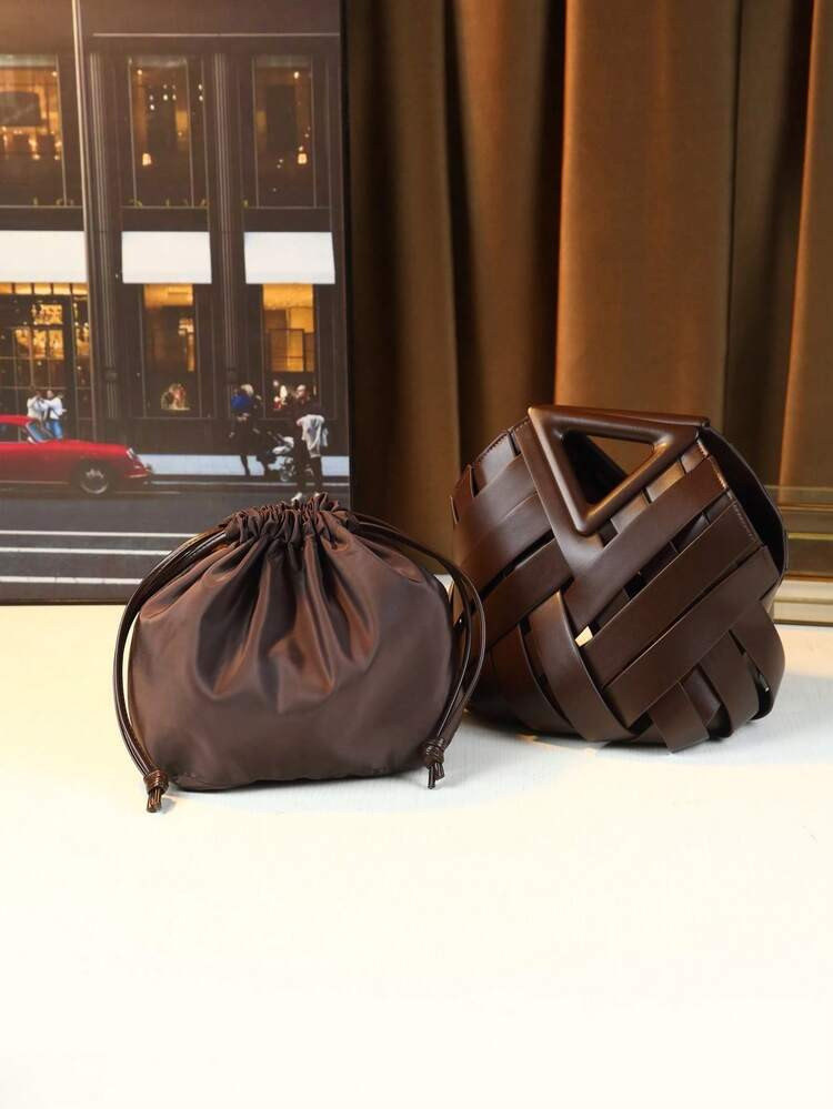 2025 New Arrival Woven Design Women Handbag, Tote Basket Bag, High-End Niche Inverted Triangle Sh... | SHEIN