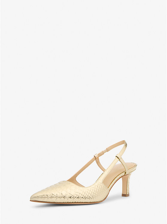 Alora Metallic Snake Embossed Leather Slingback Pump | Michael Kors (UK)