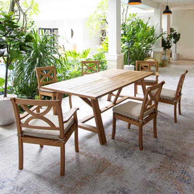 Brunswick 6 - Person Teak Outdoor Dining Set With Cushions | Wayfair North America