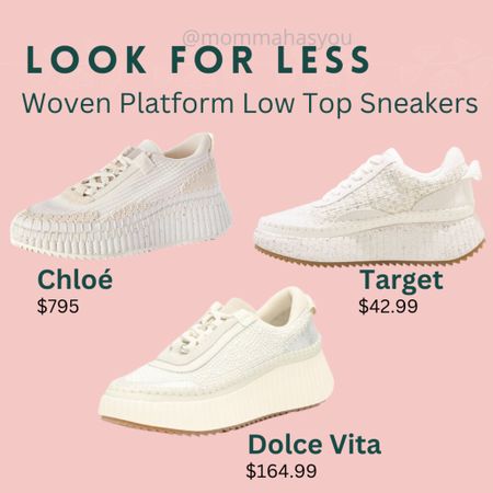 Look for less. Chloé knockoffs dupes look alike. Target style. DSW dupe find. Platform woven neutral cream off white sneakers. Designer shoe. Fall footwear. Sporty. athleisure. Travel must haves. Take with you under $50  

#LTKtravel #LTKfindsunder50 #LTKshoecrush