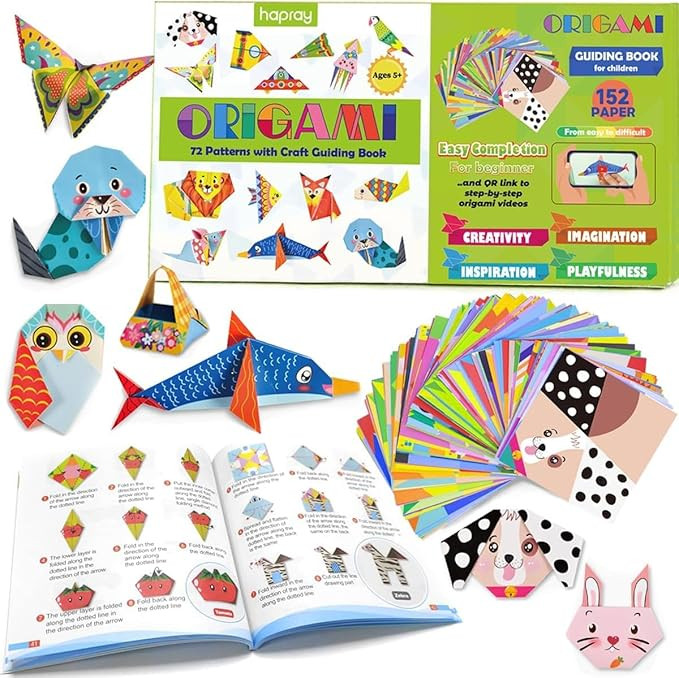 hapray Origami Kit for Kids Ages 5-8 8-12, with Guiding Book, 152 Paper with 72 Patterns, DIY Art... | Amazon (US)