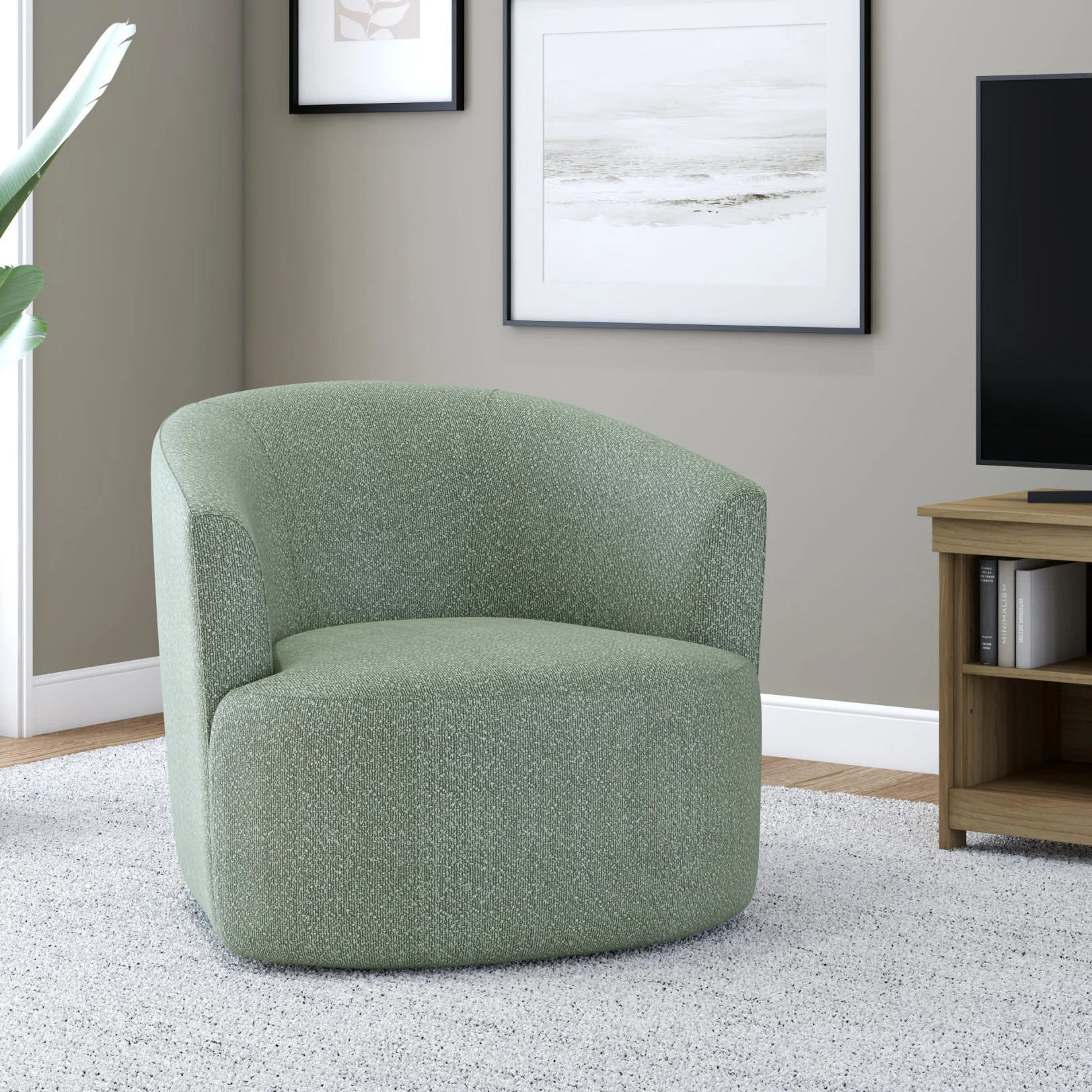 Mainstays Boucle Swivel Chair, Olive | Walmart (US)