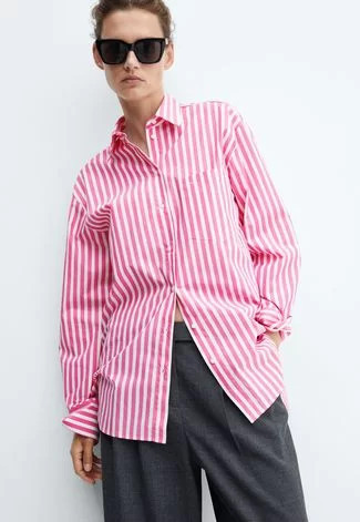 Camisa Mango Listrada Rosa | Dafiti (BR)