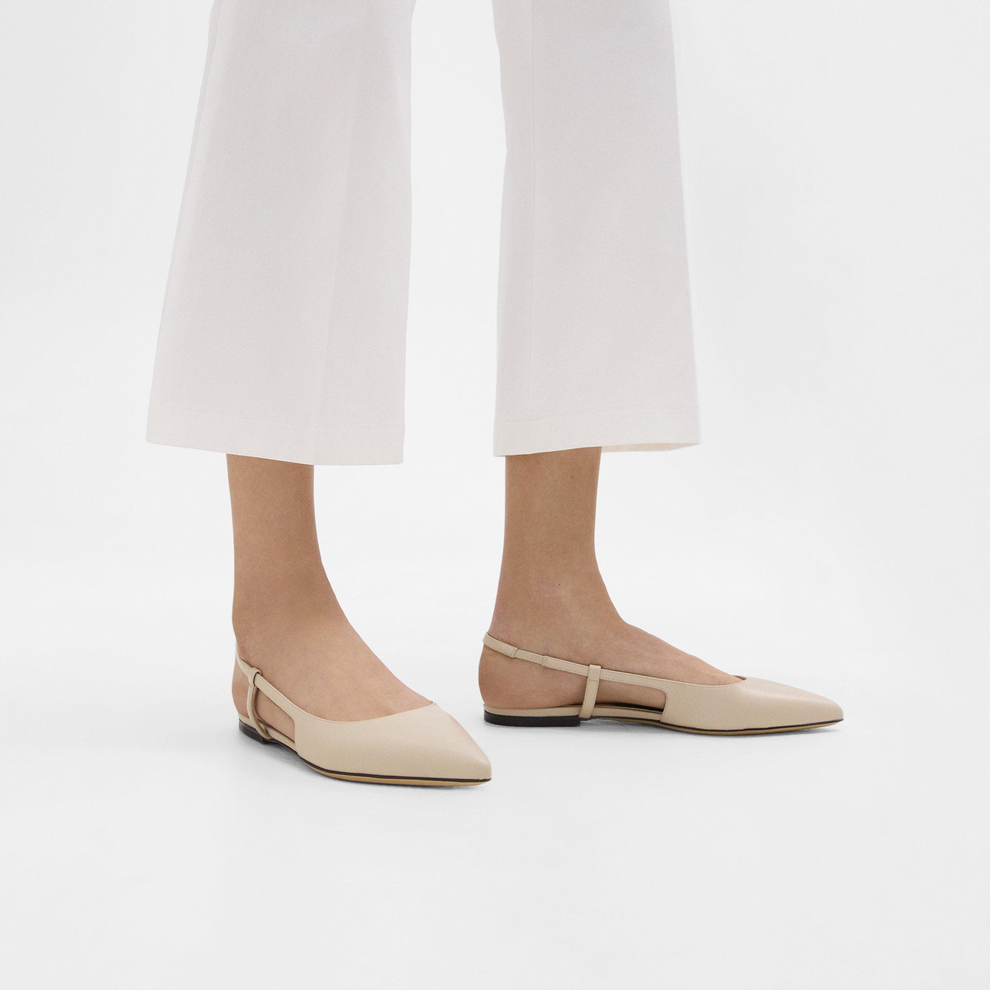 Slingback Flat in Leather | Theory
